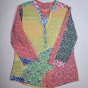 VILAGALLO Women's ‎ Button Multicolor Lightweight  Cotton 3/4 Button  Sleeve 38
